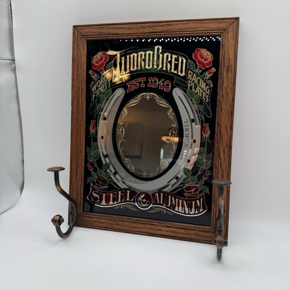 Rare Thorobred Racing Plates Steel & Aluminum Mirror Sign Hensley 14x11